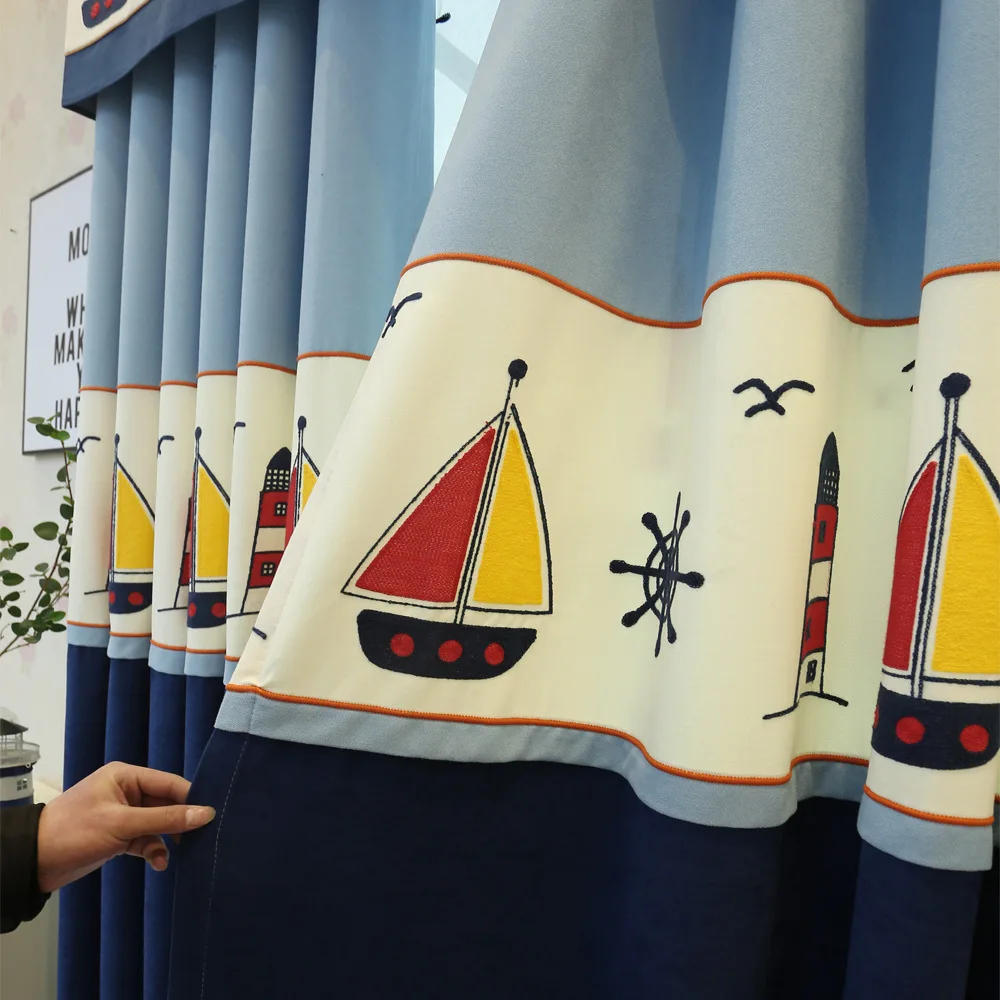 

Children's Room Cartoon Splicing Printing Blackout Curtains Fashion Simple Modern Style Curtains