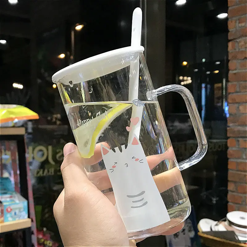 Милая творческая большая емкость стеклянная термостойкая Питьевая чашка