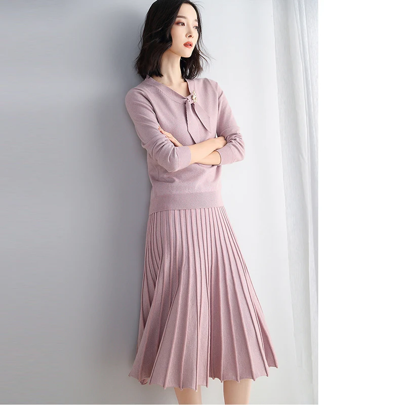 ALPHALMODA осенне-зимний яркий Шелковый вязаный свитер с длинными рукавами комплект