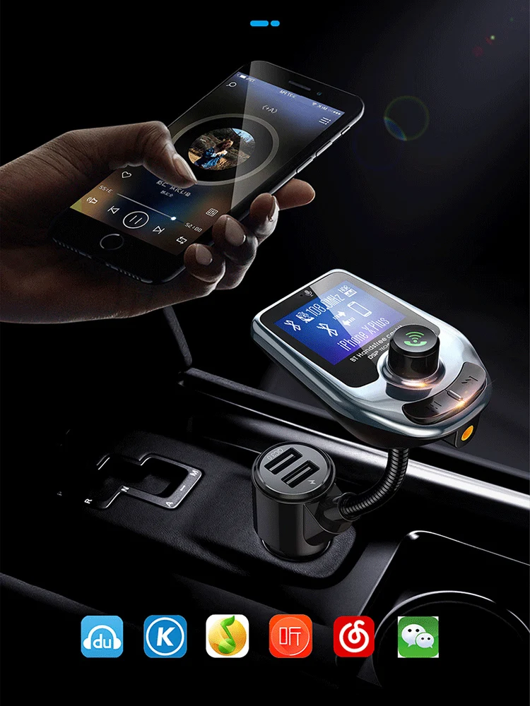 

Автомобильный комплект громкой связи беспроводной Bluetooth MP3 плеер двойной USB QC3.0 быстрое зарядное устройство Bluetooth аудио приемник fm-передатчи...