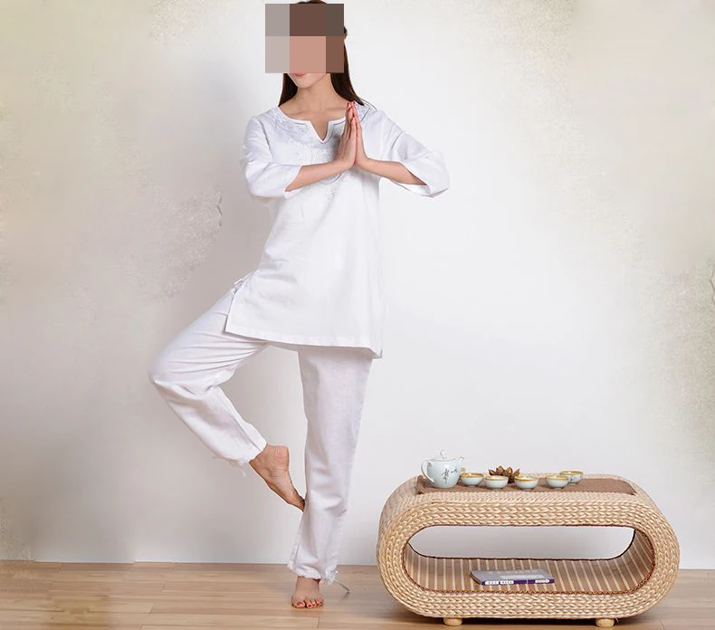 Высокое качество Весна и лето хлопок лен вышивка femaleyoga костюм костюмы для