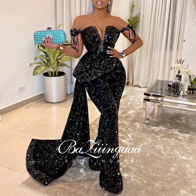 

BAZIIINGAAA Luxury Woman Cocktail Dress Beaded Sequins Long Elegant Night Cocktail Party Formal Dresses for Wedding Plus Size
