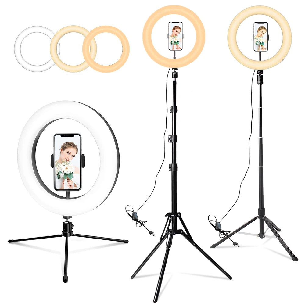 

12inch LED Selfie Ring Light 3200K-5600K Dimmable RingLamp 30cm With Tripod for Phone Live Broadcast Youtube Video