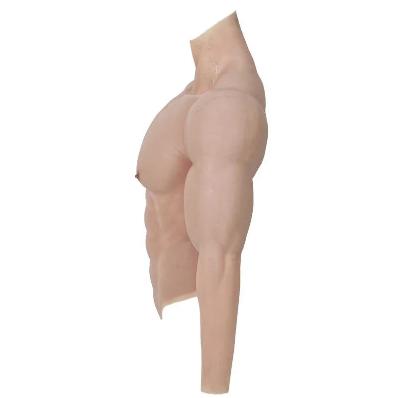 Realistic Silicone Fake Muscle Men's Top Cosplay Costume Arm Men Suit Wear Abdomen Cup Elastic Thin Edge Transgender