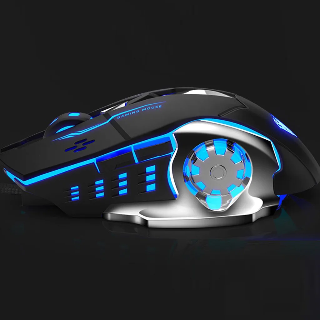 

Wireless Mouse Back Light Computer Eating Chicken Mouse 6 Buttons 1600 DPI USB Chargeable Professional Gaming Mice For PC Laptop