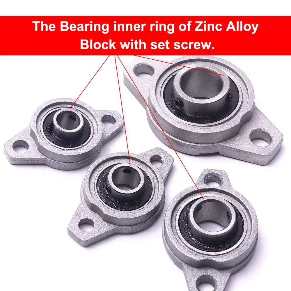 2 PCS Aluminium Alloy 20mm Diameter Single Row KFL004 Pillow Block Bearing Thickness 55mm Pillow Block Flange Ball Bearing