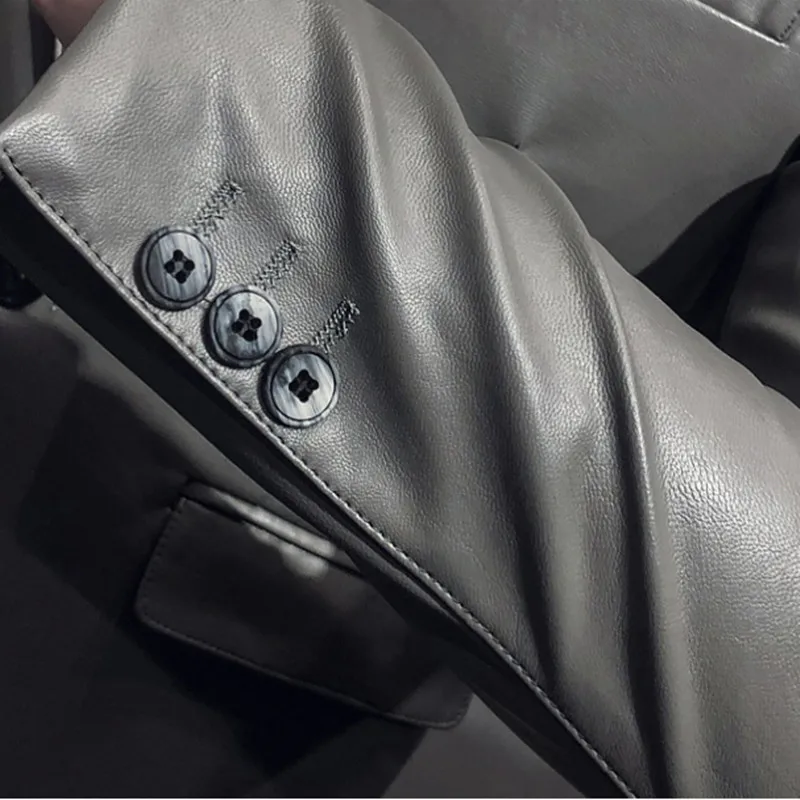 

2021 Brand clothing Men's High Quality Casual leather suit Blazers/Male slim fit Fashion business suit/Men's leather jacket 4XL