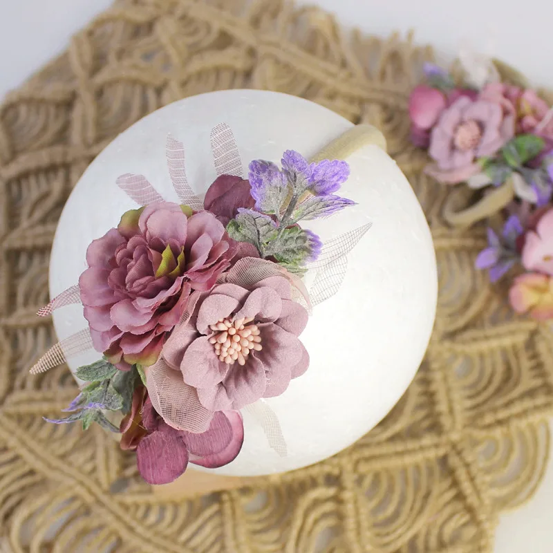Artificial Flowers Newborn Baby Photography Props Infant Girl Headbands Handmade Babe Hairbands | Детская одежда и обувь