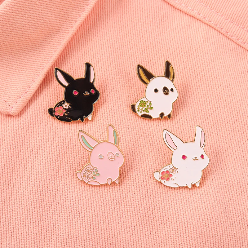 

New Alloy Animal Series Drip Oil Brooches Funny Cute Flower Rabbit Lapel Enamel Pin Backpack Badges Corsage Fashion Jewelry Gift