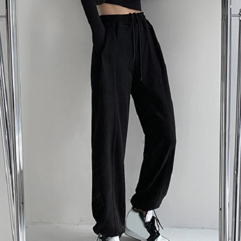 

Trendy Women Sports Thicken Pants Warm Winter Long Trousers Joggers Streetwear White Gray Sweatpants Women 2021 Autumn Baggy