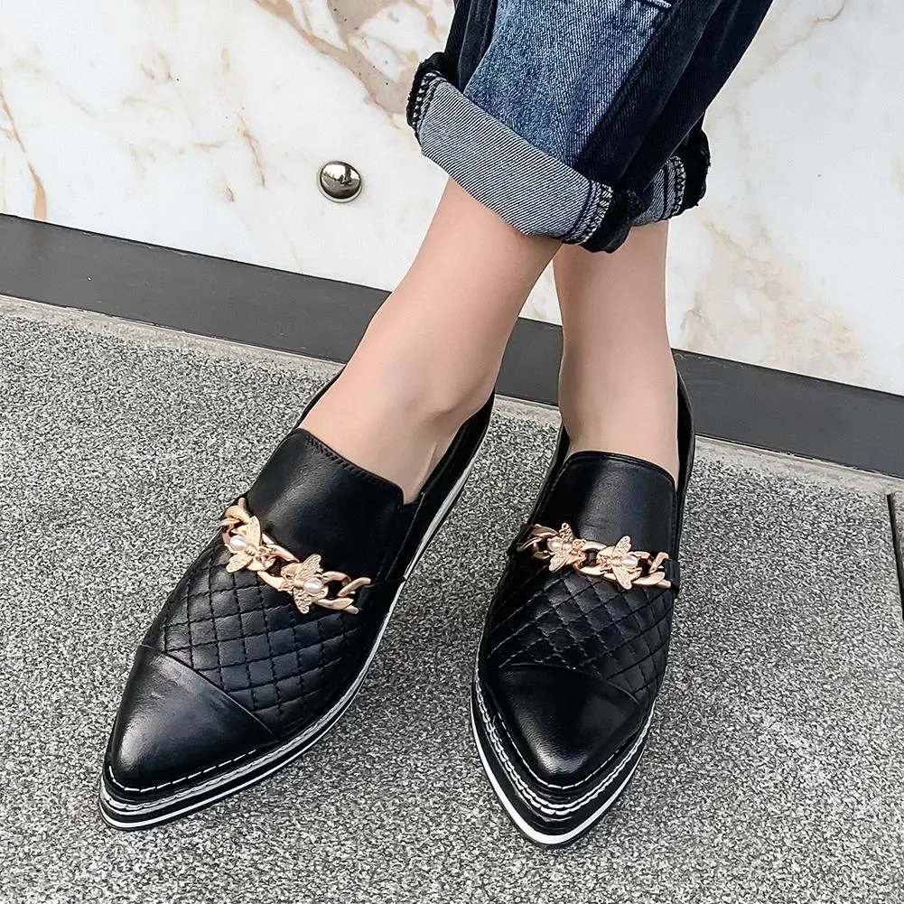 KARINLUNA Brand New Luxury Ladies Casual Flats Fashion Metal Decoration Spring Autumn Women Genuine Leather Shoes Woman | Обувь