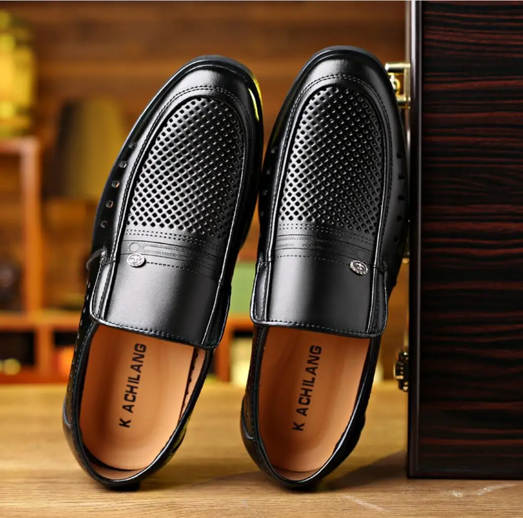 Сандалии мужские из натуральной кожи перфорированная кожа Повседневные