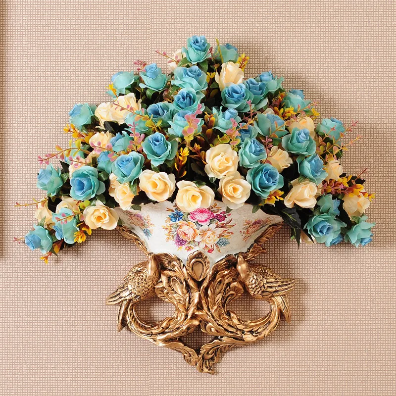 Настенная ваза + искусственный цветок в европейском ретро стиле декор для отеля