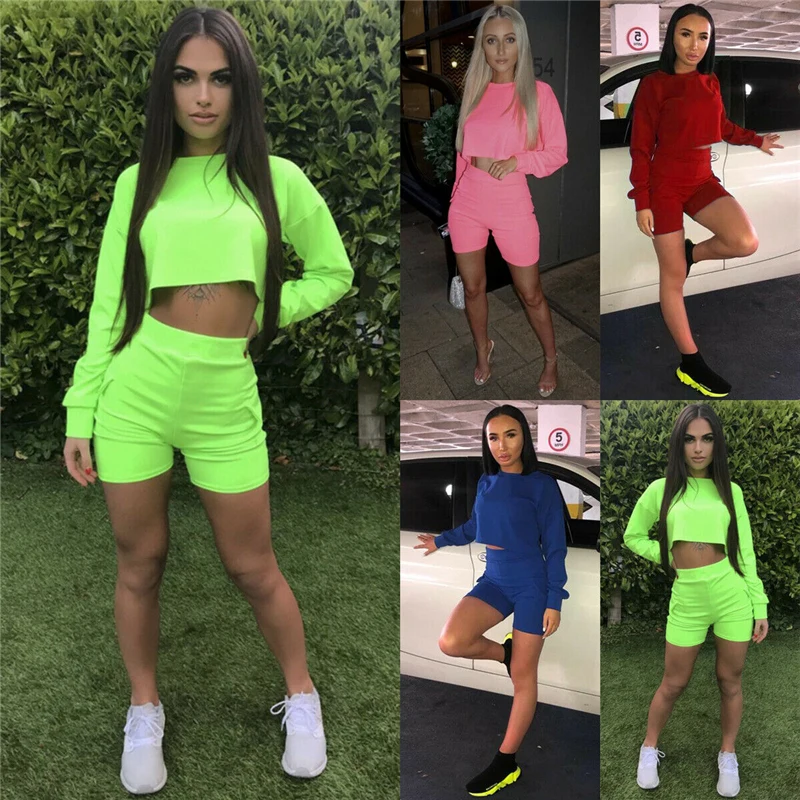 

Hot Fashion Autumn Women Sets Womens Suit Women Outfit Two Piece Set Long Sleeve Crop Top And Pants Tracksuit Women 2 Piece Set