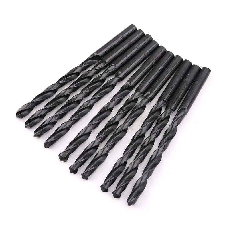 

10pcs HSS 4241 High Speed Steel Twist Drill Bit Black Straight Shank 3 4 5 6 7mm