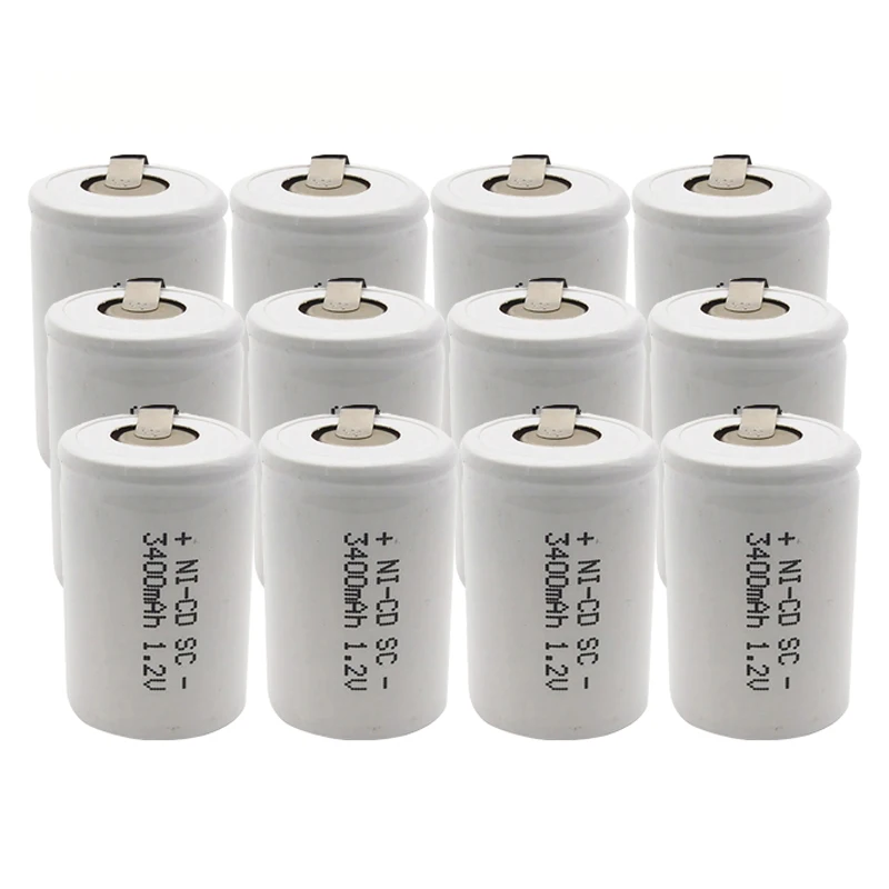 MJKAA SC 3400mah 1,2 V 22*42 Ni-CD аккумуляторная батарея Sub C с удлинителем, обработанным в инструментах, батарейный блок - Цвет: 12pcs