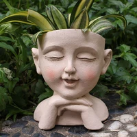 human face hold ones cheek flower pots lovely cheek smile flowerpot human body resin vase art sculpture figure crafts ornaments