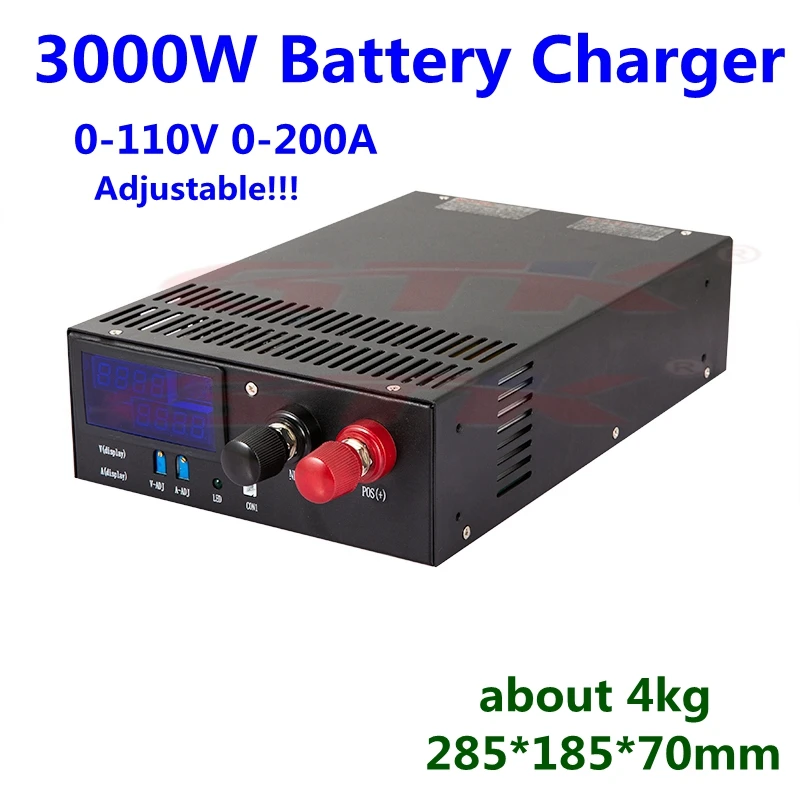 

3000W 0-110A 0-200A high power supply 12V24V36V48V60V80V 50a60a CC CV with digital display adjustable battery Charger
