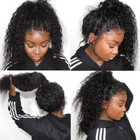 134 lace front human hair wigs water wave wigs for women pre plucked wavy curly wig 8 32 inch 180 density virgin hair wig