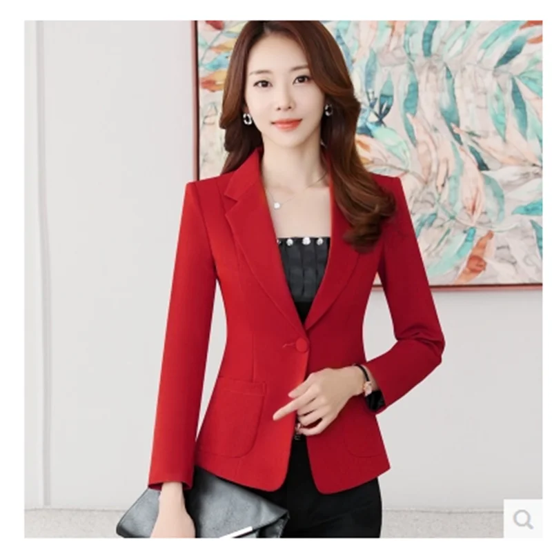 

Autumn retro casual wild suit solid color long-sleeved jacket female 2020 fashion OL professional slim jacket S-3XL large size