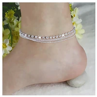 bohemian crystal beads multilayer chain anklet ladies charm foot jewelry chains leg bracelet fashion anklet