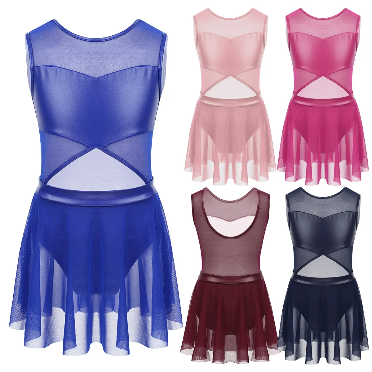 ChicTry/балетный костюм из искусственной кожи с сеткой для подростков