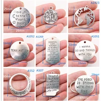 5pcs inspirational quotes series 8 metal tag pendant diy charm fashion necklace bracelet jewelry handicraft accessories p80
