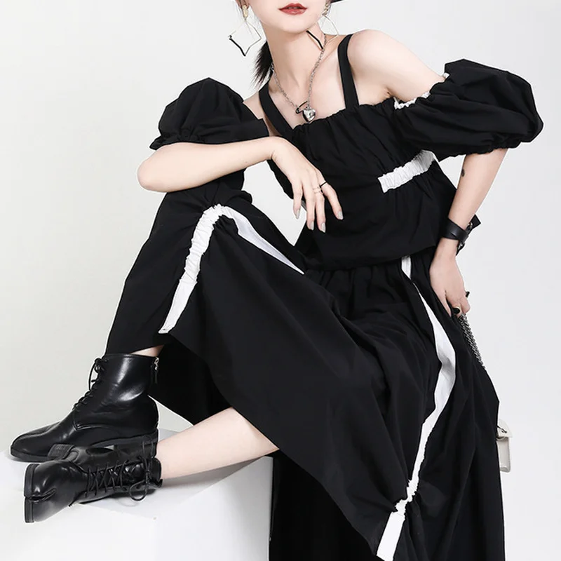 

2021 New Fashion Suit Detachable Puff Sleeve + Sexy Strapless Tops + High Waist Pleated Skirts New Chic Tide 3 Pcs Women Set