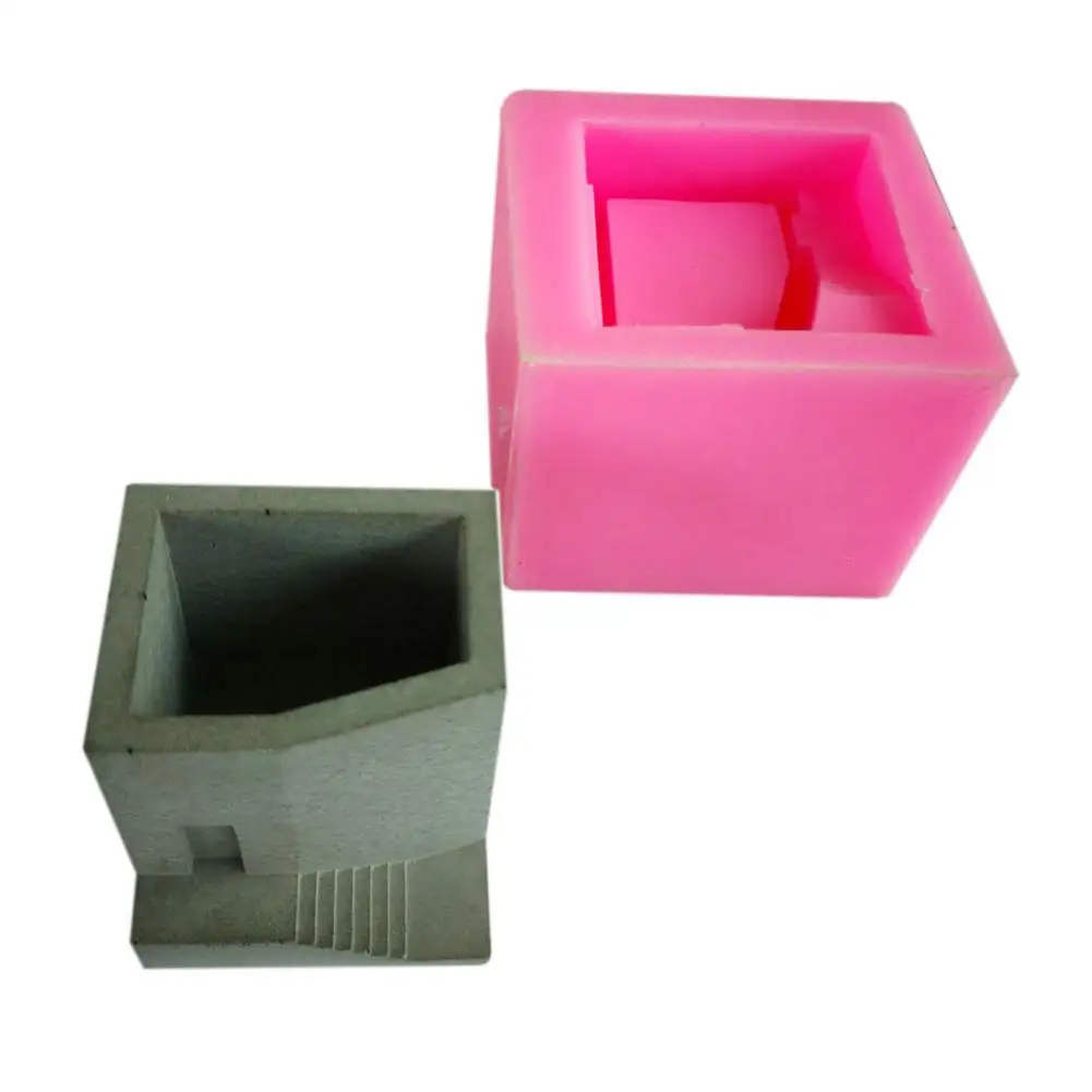 Маленький дом в форме лестницы бетонная Цветочная ваза силиконовая форма