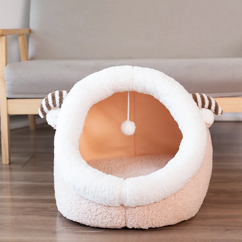 

Sweet Warm House for Cat Lamb Wool Dog Pet Bed Cute Pink Kitten Sleeping Mat Fluffy Cushion Soft Nest Cave for Winter Gato Rag