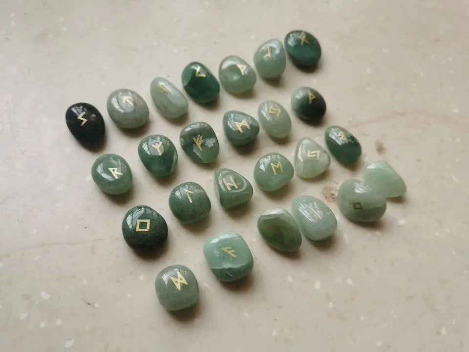 Натуральный Руна камни комплект ювелирных изделий полированный гравированный