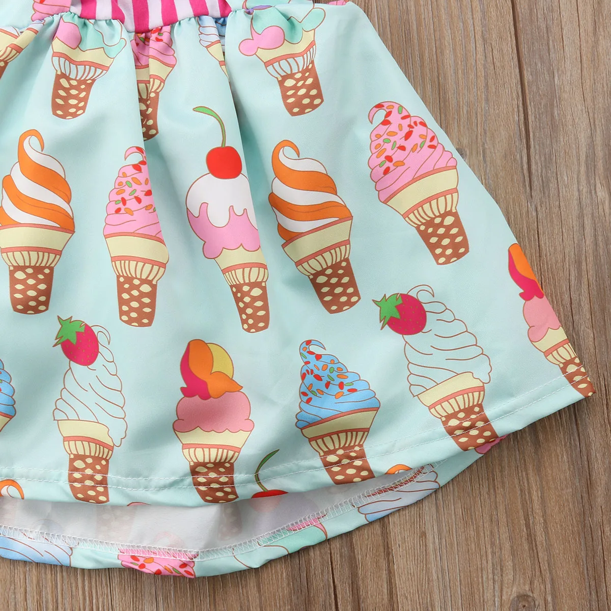 Cute Children Clothes Toddler Kids Baby Girl Dress Straps Backless Print Ice Cream Pattern Summer Princess Sundress | Детская одежда и