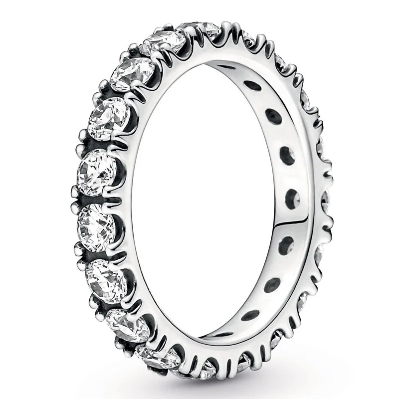 Оригинальное кольцо вечности в виде розы со стразами серебряное