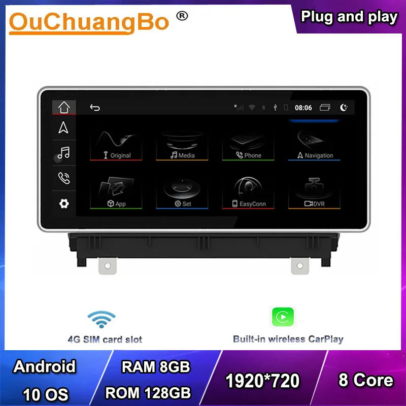 Автомагнитола Ouchuangbo 10 25 дюйма 4G GPS для Audi A3 2014 2017 8 ядер ГБ 64 1080P Android CarPlay