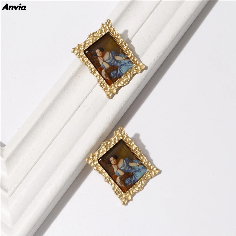 Женские серьги гвоздики с изображением дукера Моны Лизы Винсента Ван Гога