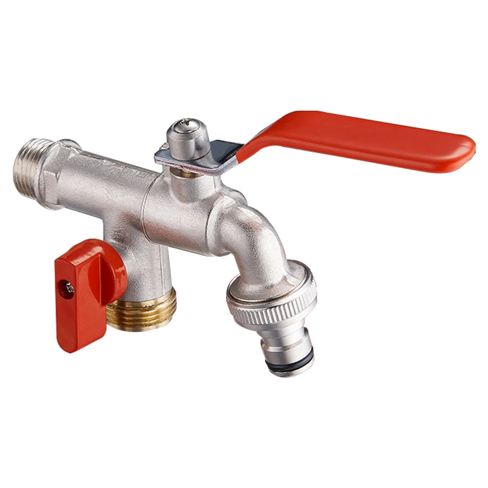 

Bathroom Double Connector Single Handle Brass Faucet Outdoor Water Tap Kitchen Home Accessories Practical Garden Tool 90 Degree