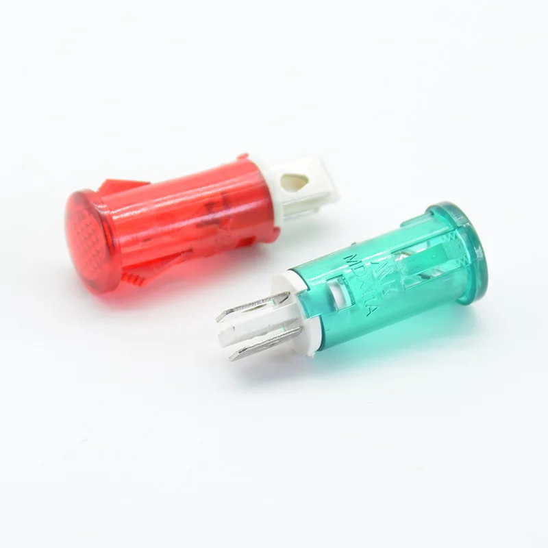 

10Pcs Signal Lamp Panel Mounting Neon Indicator Red Green Yellow Lights 12V / 24V 220V DC 10mm MDX-11A Pilot Guiding