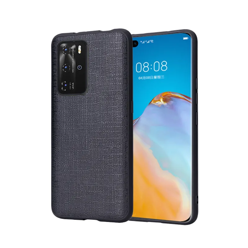 

P40 Pro Genuine Leather Phone case for Huawei P40 Pro Canvas Pattern Leather Coque for Huawei P40 Shockproof Armor Mobile Coques