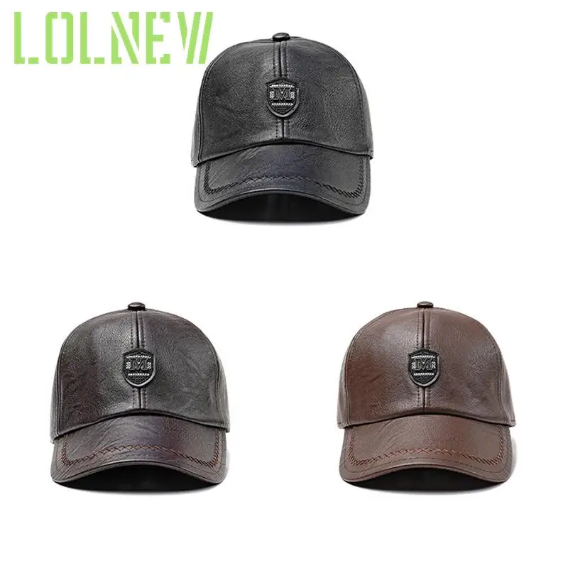

PU Leather Winter Baseball Cap Men Earflaps Casquette Homme Snapback Hat High Quality Gorras Para Hombre Adjustable
