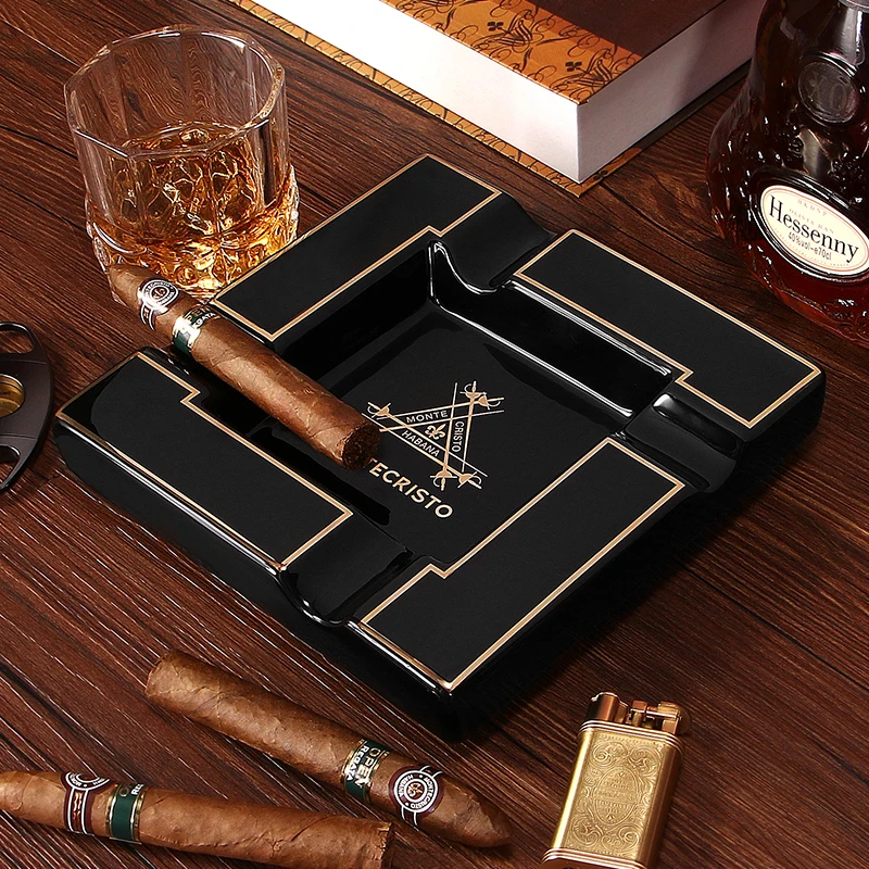 CIGARLOONG Cigar Ashtray Large Ceramic Ashtray Living Room Creative Personality 4 Slot Ashtray Holder CLG-0394