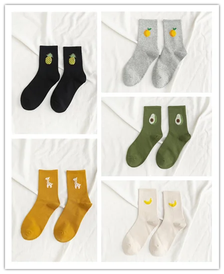 5 pairs 5 пар/упак. унисекс забавные фруктовые мужские носки Harajuku красочные средние Носки мужские 100 Хлопок Kawaii Размер 35-42 - Цвет: 5 pairs