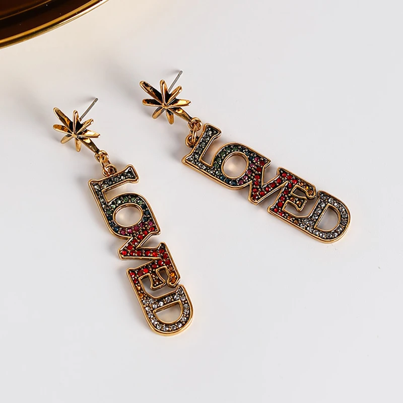 Женские серьги подвески с надписью Love|Серьги-подвески| |