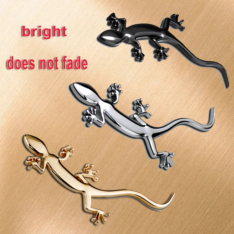 Автомобильная металлическая 3d-наклейка Gecko золотистая серебристая черная