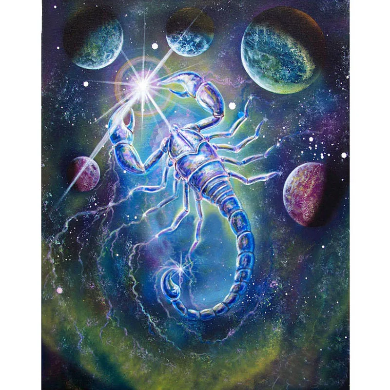Полный Круглый/квадратный 5D бриллиант картина мультфильм звездное небо Скорпион