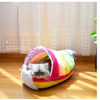 winter warm pet bed cat nest house mat rainbow boat cat cave tunnel sleeping bag house for cats small dog pet products