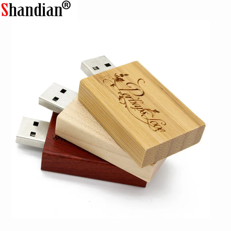 Свободный изготовленный на заказ логотип деревянный блок флеш-диск USB 2 0