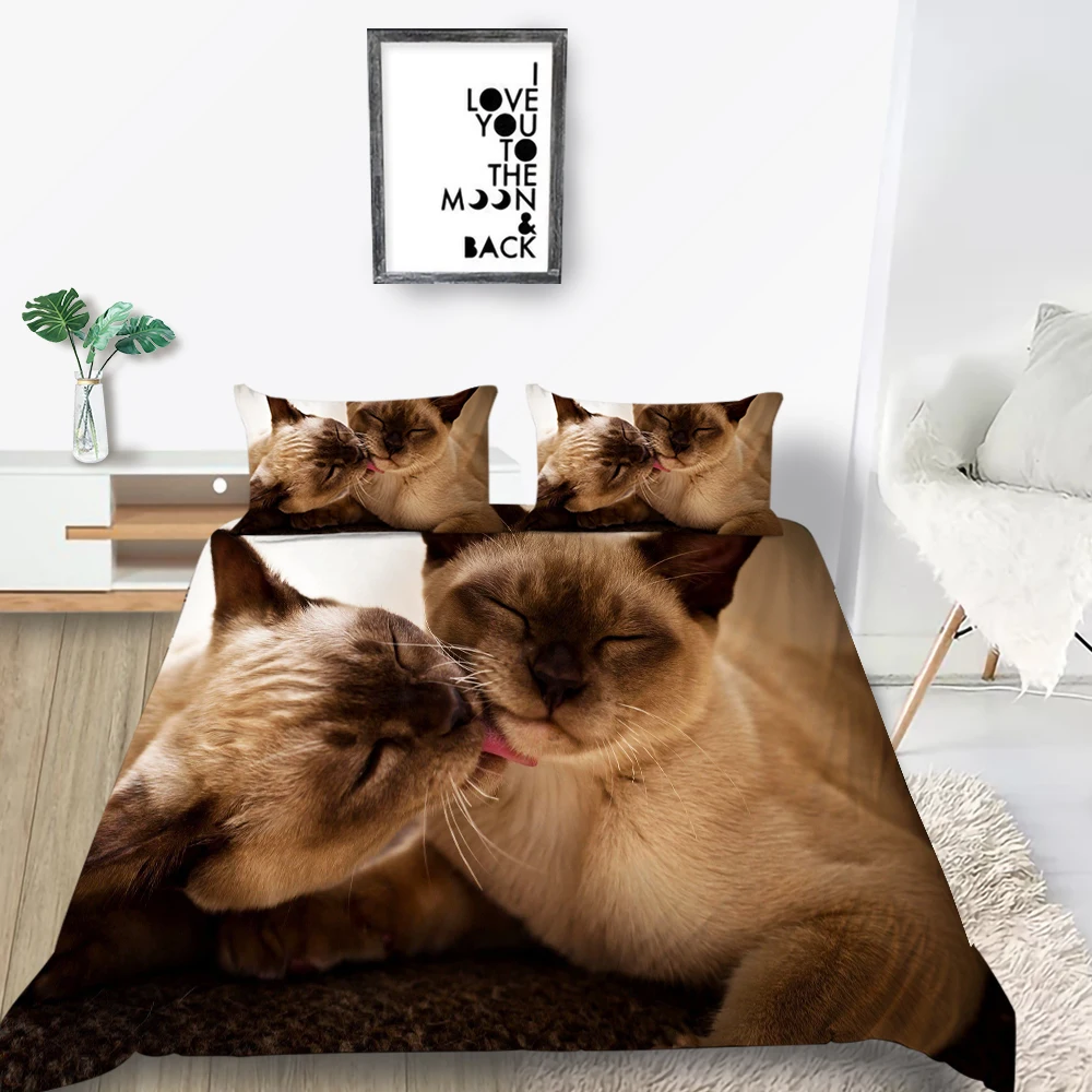 Комплект постельного белья с милым котиком Модный 3D милый котенок пододеяльник