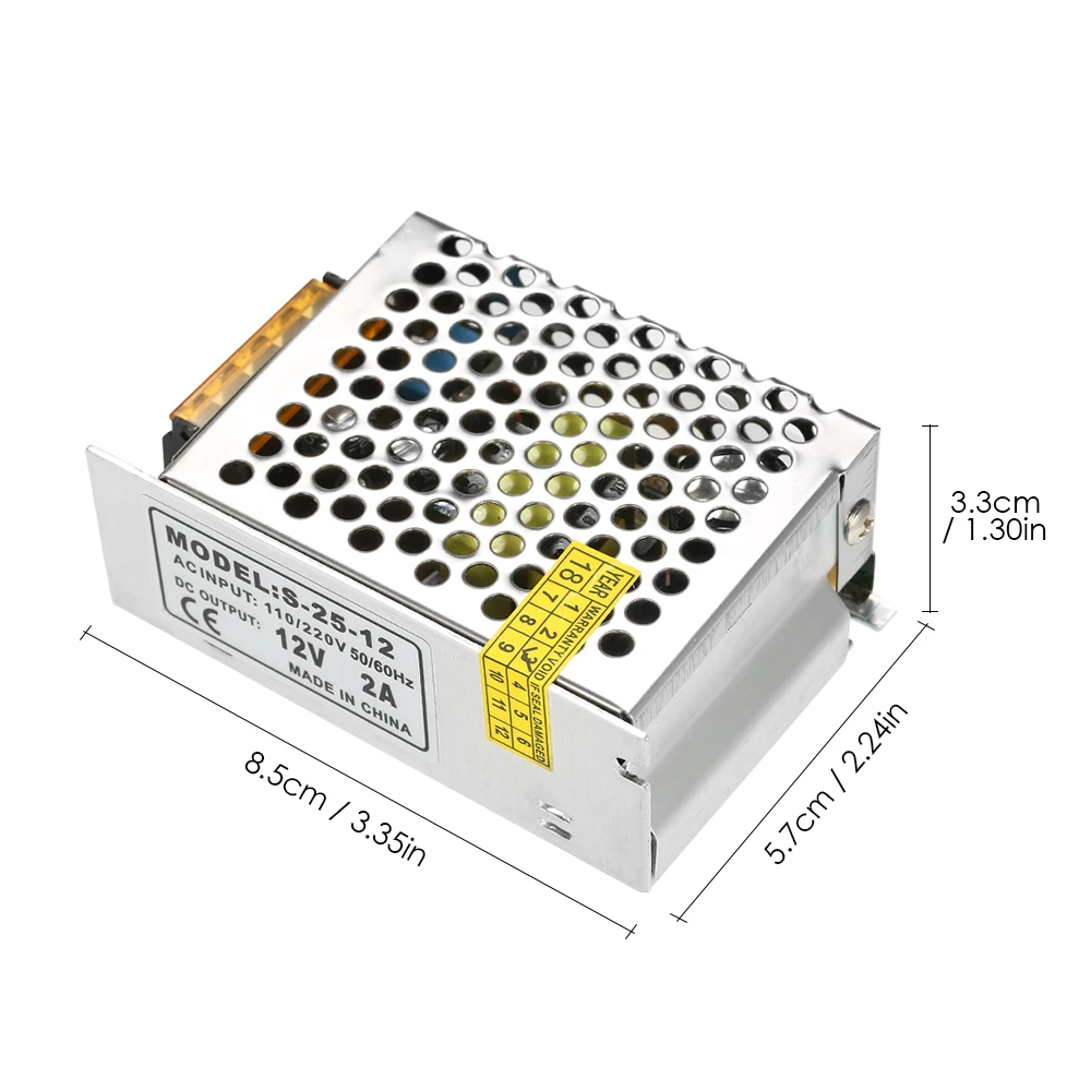 Новый AC 110 V/220 V к DC Регулируемый переключатель питания 12V 2A 25W трансформатор