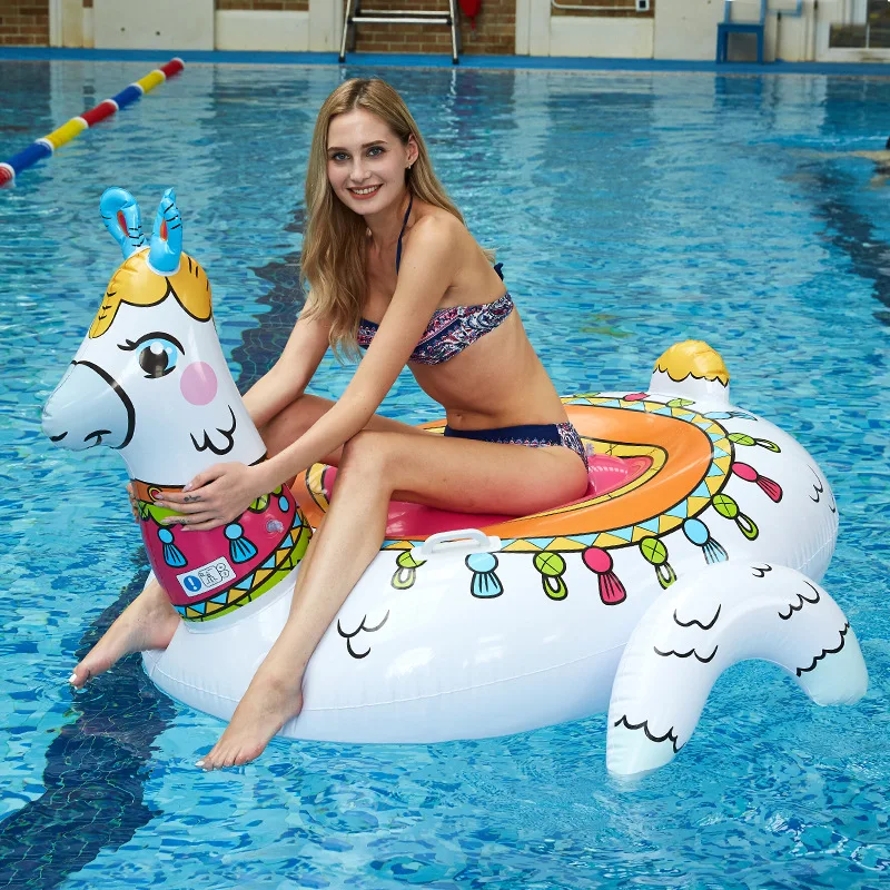 150cm Giant Alpaca Inflatable Pool Float Unicorn Ride-On Air Mattress Swimming Ring Adult Children Water Party Toys boia Piscina