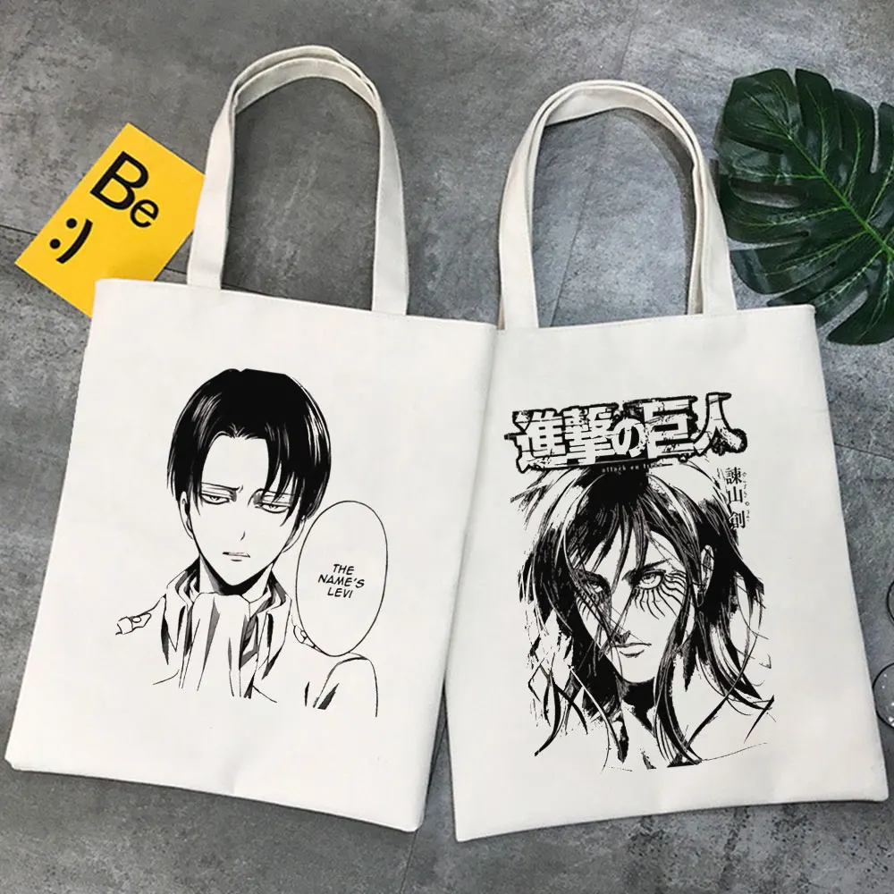 

Attack On Titan Anime Women Bags Harajuku Gothic Japanese Cartoon Large Capacity Shopper Tote Casual Fashion Shoulder Canvas Bag